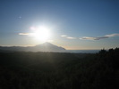 Солнце над горой Афон. Вид от пустыни Новая Фиваида.
